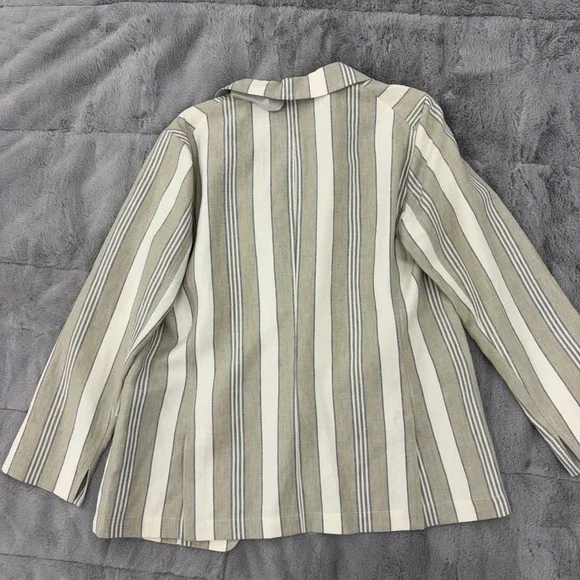 NWT Lafayette 148 Women Blazer Striped 100% Linen Neutral Career Casual 8 Luxury - Picture 3 of 16